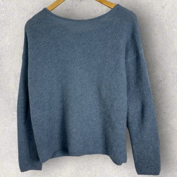 Sezane Gaspard Reversible Sweater Size Small Vintage Blue Cardigan Knit Mohair S - Picture 6 of 12
